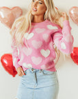 Pearled Heart Valentines Sweater