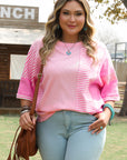 Reagan Plus Size Stripe Patchwork Top