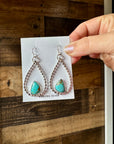 Long Dangle Earrings Hoop Turquoise & Sterling Silver Option II