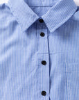 Stripe Roll-Tab Sleeve Pocketed Shirt