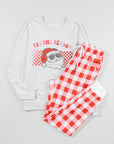 Christmas Santa Top and Plaid Pants Lounge Set