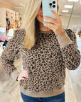 Plus Size Leopard Textured Long Sleeve Top