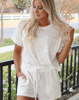 Rylie Textured Patched Pocket Drawstring Shorts Set