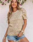 Alma Floral Lace Ruched Bubble Sleeve Top