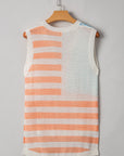 Flag Notched Neckline Loose Sweater Vest