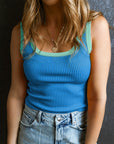 Drew Edge Ribbed Knit U Neck Tank Top