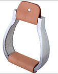 Hilason Aluminium Bell Horse Saddle Stirrups With Leather Foot Grip