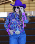 NEON LIGHTS FRINGE PERFORMANCE RODEO SHIRT