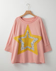 Naomi Floral Starbust Exposed Seam Mineral Wash Top