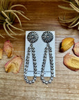 Eugene Charley Navajo Concho & Teardrop Dangle Earrings – Sterling Silver