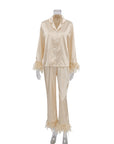 Heavenly Feathered Silk Pajamas in color options