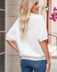 Stripe Contrast Collar Textured Blouse