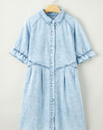 Denim Mineral Wash Buttoned Dress