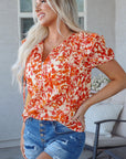 Margo Floral Split Neck Blouse