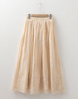 Solid Embroidered Mesh Overlay Midi Skirt