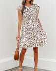 Darcy Leopard Ruffled Keyhole Back Mini Dress
