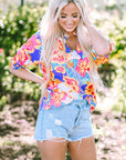 Emerie Floral Split Neck Blouse