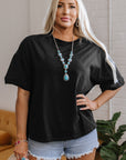 Ayra Loose Half Sleeve Hi Low Hem Top