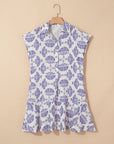 Boho Half Button Collared Mini Dress