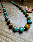 24-Inch Graduated Turquoise Necklace with Sterling Silver Saucers – One-of-a-Kind