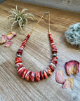 22 Inch red spiny and sterling silver pearls