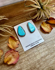 Kingman Turquoise Earrings – Sterling Silver – Handmade by Donovan Nez, Navajo Artist