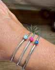 Small Opal Cuff Bracelet – Choice of Pink, Blue, or White – Sterling Silver