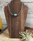 15-Inch Sterling Silver Pearl Necklace with Turquoise – One-of-a-Kind