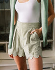 MASON'S DAUGHTER | Scallop Seersucker Shorts, Olive & Ivory
