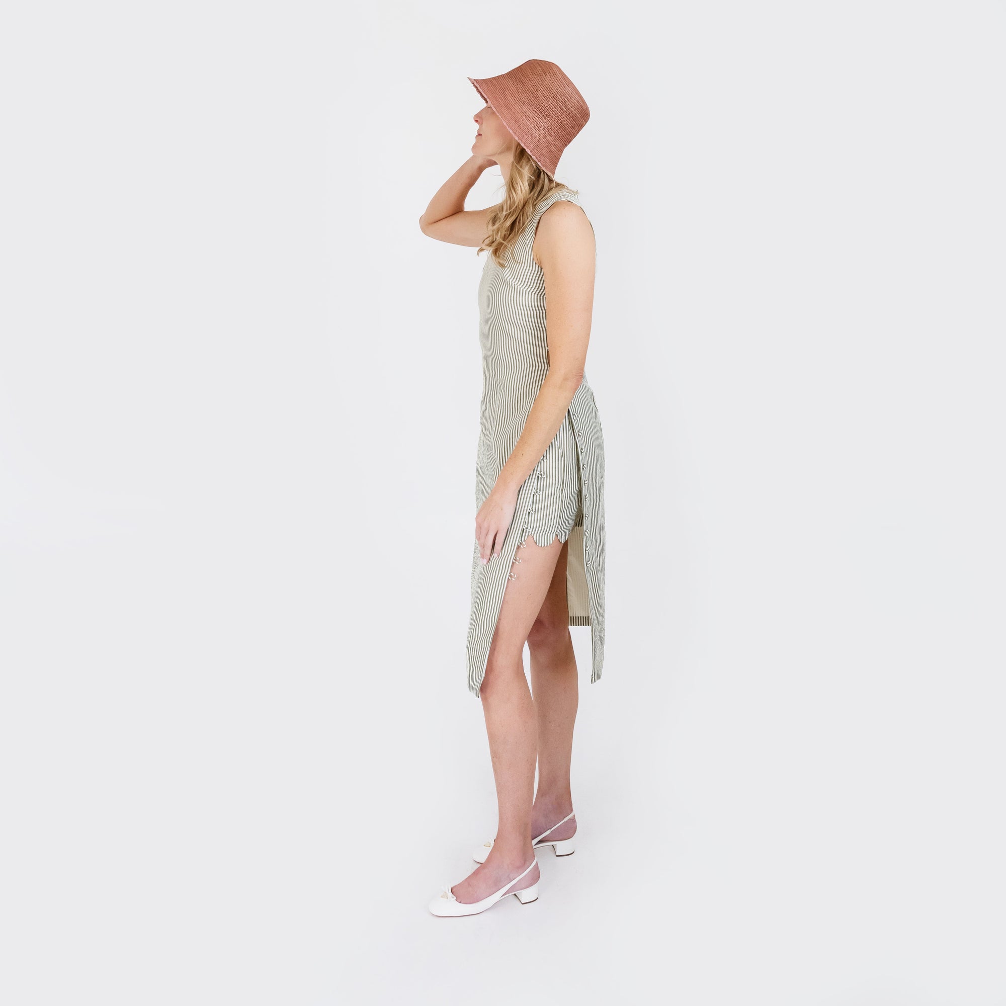 MASON'S DAUGHTER | Meredith Midi Tunic, Seersucker Olive & Ivory