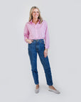 MASON'S DAUGHTER | the Cropped Cuff Boyfriend Shirt, Pink Striped Poplin