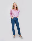 MASON'S DAUGHTER | the Cropped Cuff Boyfriend Shirt, Pink Striped Poplin