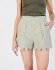 MASON'S DAUGHTER | Scallop Seersucker Shorts, Olive & Ivory