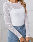 Bow Mesh Long Sleeve Top