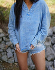 Naomi Crinkle Textured Loose Henley Top
