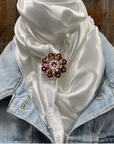 35X35" Solid White Wild Rag / Scarf WRS3 - Crystal Concho Wild Rag Slides - Assorted