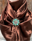 35X35" Solid Brown Wild Rag / Scarf WRS2 - Crystal Concho Wild Rag Slides - Assorted