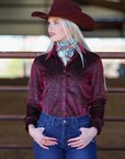 BURGUNDY VELVET SPARKLE PERFORMANCE RODEO SHIRT