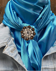 35X35" Solid Aqua Wild Rag / Scarf WRS8 - Crystal Concho Wild Rag Slides - Assorted
