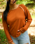 Cataleya Textured Round Neck Long Sleeve Top