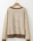 Angie Stripe Loose Drop Shoulder Long Sleeve Top