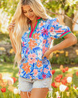 Paloma Floral Puff Sleeve Split Neck Blouse