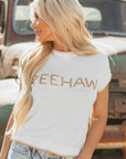YEEHAW Stitch Edge Crew Neck Sweater Top