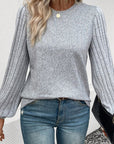 Alayna Contrast Ribbed Bishop Sleeve Top