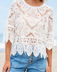 Emmie Bohemian Macrame Lace Crochet Half Sleeve Blouse