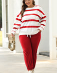 Stripe Drop Shoulder Top and Jogger Pants Set