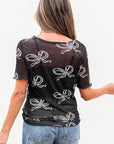 Maddie Bow Mesh Short Sleeve Top