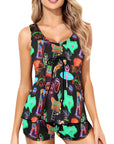 Neon Rodeo Tankini & Boy Shorts Swim Set