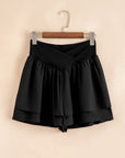 Cross Waist Tiered Flowy Shorts