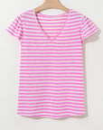 Stripe V-Neck Ruffle Sleeve Top